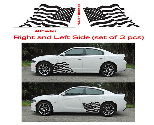 AMERICAN USA FLAG Dodge Charger Hellcat SRT Hemi Sticker Decal Vinyl Side Door Graphics