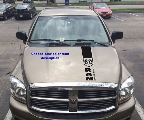 Truck vinyl decal, stripe sticker hood  Dodge Ram  logo (both sides) srt-8 hemi