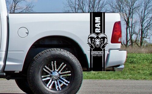 2X Dodge Bed Fender Decals RAM HEMI 3500 2500 HEAVY DUTY vinyl body decal stickers