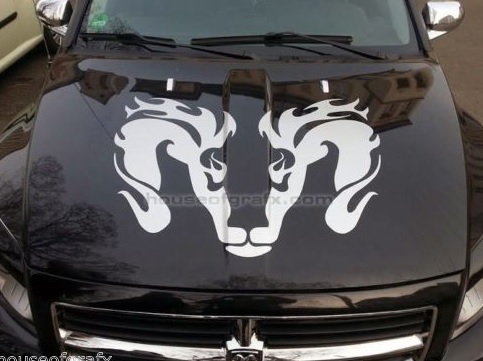 23x30 Tribal Flaming Head graphic Sticker Decal fits Dodge Ram Dakota Hemi 4x4 Truck