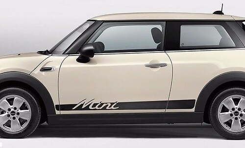 Mini Cooper S F56 2014-2016 - side stripes graphics Mini lettering porsche style