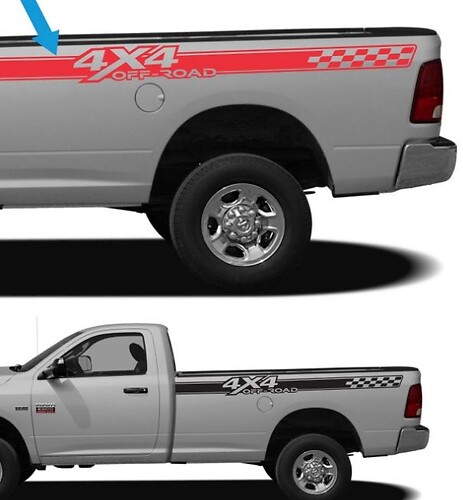 2 DODGE RAM 4x4 OFF ROAD TRUCK Vinyl Sticker Decal (Set) for RAM 1500 2500HD 3500HD