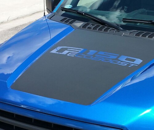 2015-2016 New Ford F-150 Hood Stripe W - F150 Ecoboost Logo Vinyl Sticker Graphic
