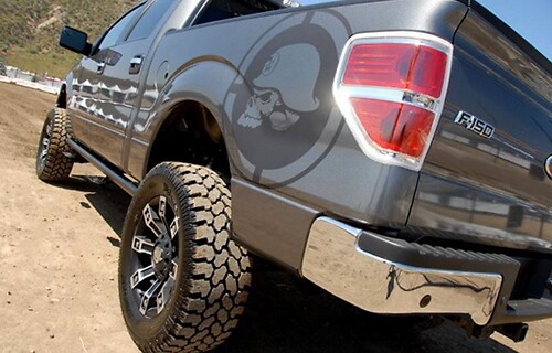 Pair Metal Mulisha Skull 22  X 22  Bedside Vinyl Stickers Decals F150 Ram Silverado GMC