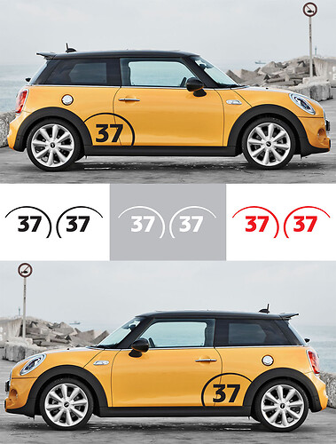 2pcs RACING CUSTOM NUMBER Vinyl Fender Sticker Decal Graphic Mini Cooper S JCW