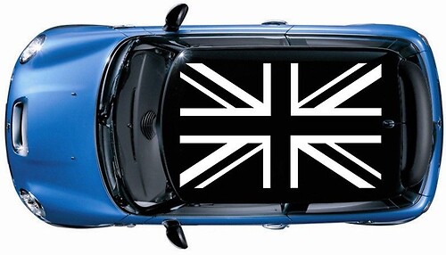 1set (4pcs) British Flag ROOF Vinyl Sticker Decal Graphic Mini cooper S JCW Black Color
