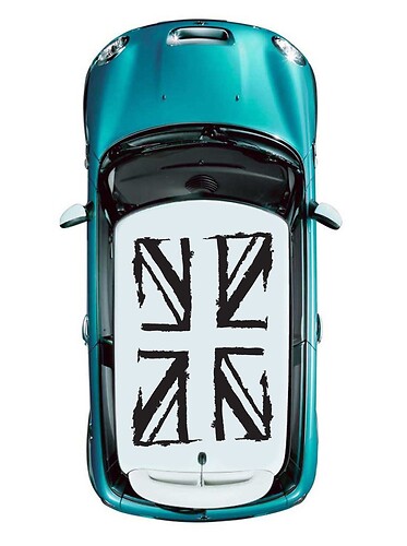 1roof (4pcs) MINI COOPER Roof Sticker Decal Graphic Grunge British Flag JCW S Black