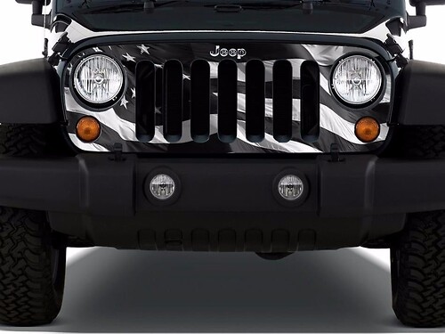US flag black and white Grill Wrap Vinyl Sticker Decal fits to Wrangler Rubicon TJ LJ JK Unlimited