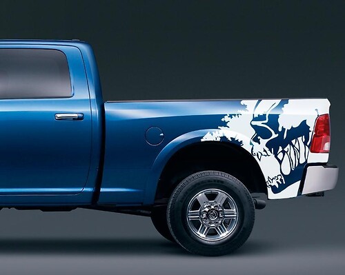 Skull Scream Bed 4x4 vinyl sticker decal (fits to: Ram 2500, F 150 Tundra etc)