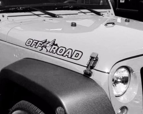 Pair Off Road hood Vinyl Decal Sticker for Jeep WRANGLER RUBICON SAHARA JK TJ YJ JL Gladiator