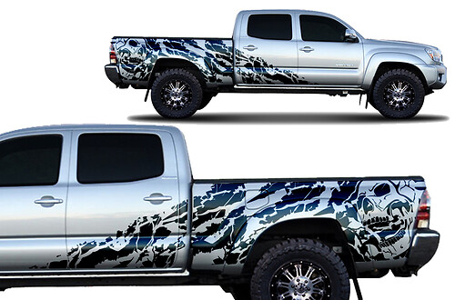 Toyota Tacoma 2005-2018 Long Bed Custom Half Side Sticker Decal Truck Wrap - NIGHTMARE