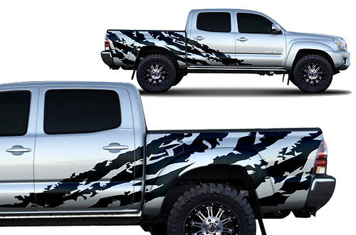 Toyota Tacoma 2005-2018 Short Bed Custom Half Side Sticker Decal Truck Wrap - SHRED
