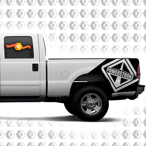Ford F-250-F-350 Vinüül Grafikler Çamurluk Yatak Sanatı POWER STROKE
