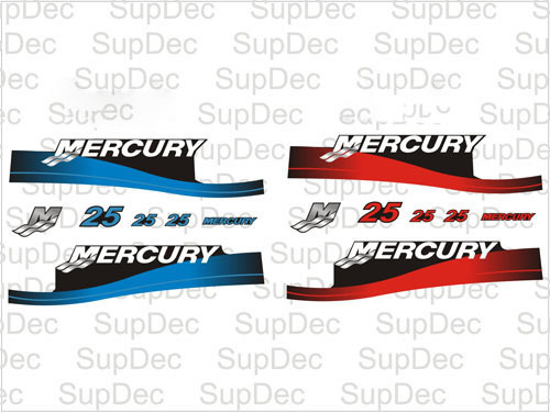 Mercury 25 outboard motor cowl boat Stickers Decals graphics