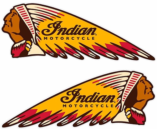 INDIAN WAR BONNET MOTORCYCLES VINYL Sticker Decal - 8.5 x 3.5 - SET OF 2