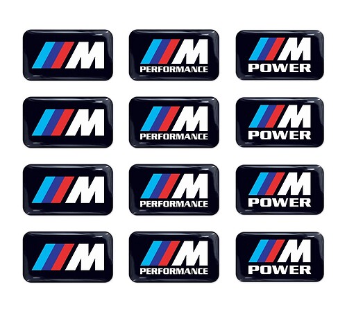 12pc BMW M Power Performance 3d domed sticker decal emblem wheel key fob