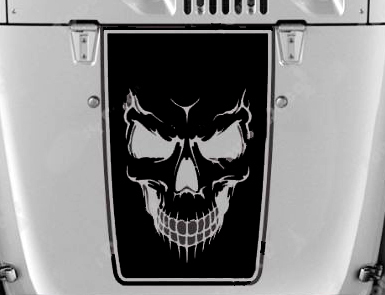 Hood Blackout Skull Evil Vinyl Sticker Decal fits Jeep Wrangler JK TJ LJ