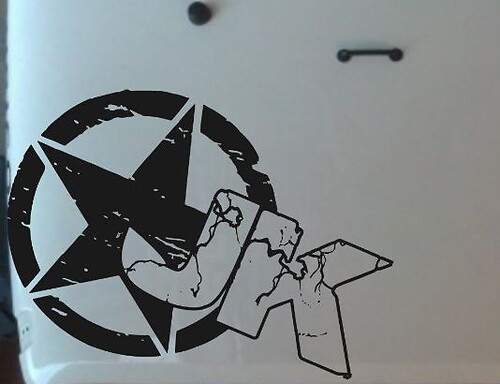 distressed JK Star Hood banner Sticker Decal JEEP size SPECIAL  22  Fits hood wrangler