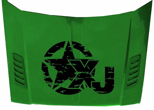 Distressed style XJ star hood Sticker Decal fits Jeep XJ Cherokee made in USA