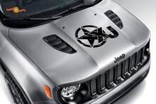 Distressed style XJ star hood Sticker Decal fits Jeep XJ Cherokee made in USA 2