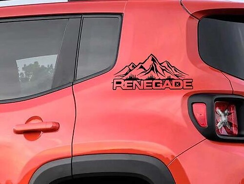 2 JEEP RENEGADE 2015 2016 REAR QUARTER VINYL Stickers Decals MOUNTAINS 8  X 20 EACH