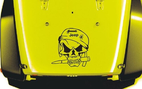 Jeep Wrangler Military Soldier Skull Vinyl Hood Sticker Decal TJ LJ JK 23  X 23