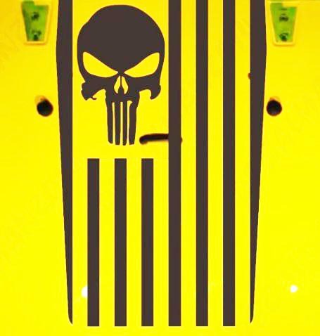 Jeep Wrangler Blackout The Punisher Flag Vinyl Hood Sticker Decal TJ LJ JK JKU