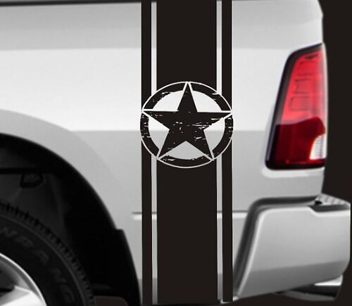2 Truck Bedside Vinyl Stripes Stickers Decals Distressed Stars Ram Ford Gmc Chevy F150
