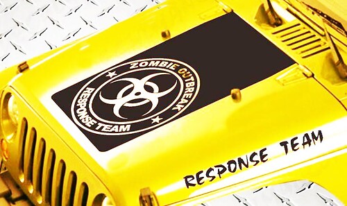 Jeep Wrangler Blackout zombie Outbreak 3 pc set vinyl hood Stickers Decals JK JKU LJ TJ