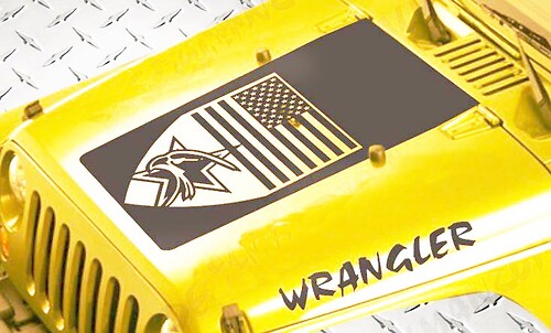 Jeep Wrangler Blackout American Badge 3 pc set vinyl hood Stickers Decals JK JKU LJ TJ