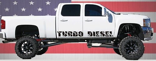 2 Turbo Diesel Rocker Panel Vinyl Stickers Decals Gmc Chevy Ford Superduty Diesel Trucks