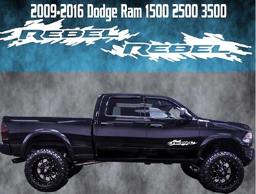 2009-2016 Dodge Ram Rebel Door Badge Vinyl Sticker Decal Graphic Truck 1500 2500 3500