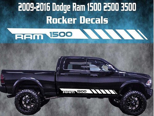 2009-2016 Dodge Ram Rocker Stripe Vinyl Sticker Decal Graphic Racing 1500 Rebel Hemi