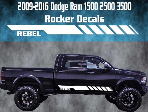 2009-2016 Dodge Ram Rocker Stripe Vinyl Sticker Decal Graphic Racing 1500 2500 Rebel