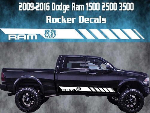 2009-2016 Dodge Ram Rocker Stripe Vinyl Sticker Decal Graphic Racing Rebel Girl
