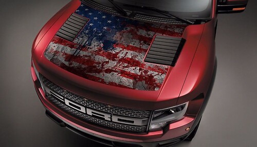 Ford Raptor F-150 Hood Graphics USA Flag Vinyl Sticker Decal
