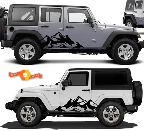 2pcs MOUNTAIN Fender Side Sticker Decal Sets Graphic JEEP WRANGLER RUBICON SAHARA Gladiator