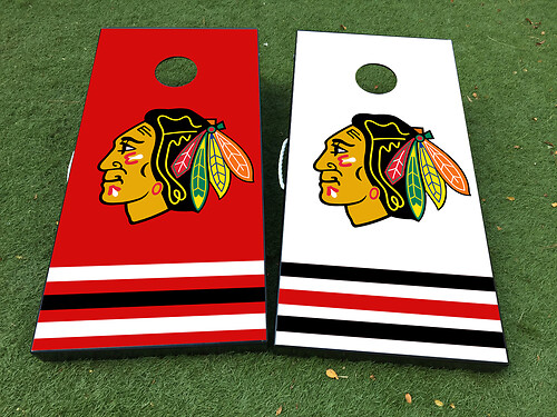 Chicago Blackhawks Cornhole Board Game Sticker Decal VINYL WRAPS with LAMINATED