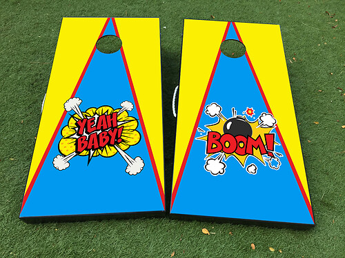 Pop Art BANG Cornhole Board Game Sticker Decal VINYL WRAPS with LAMINATED