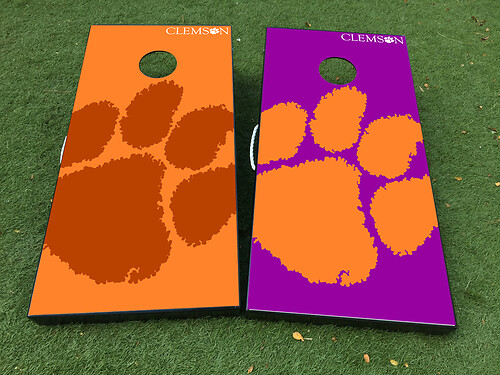 Clemson University Tigers Cornhole Board Game Sticker Decal VINYL WRAPS with LAMINATED
