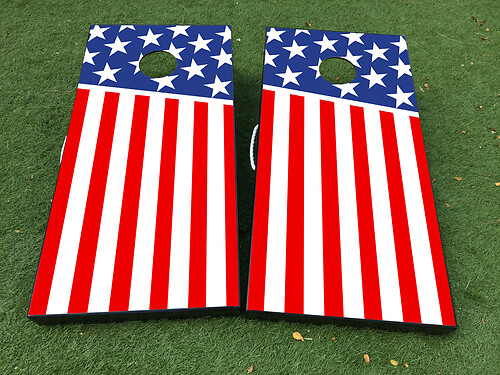 American Flag USA Cornhole Board Game Sticker Decal VINYL WRAPS with LAMINATED
