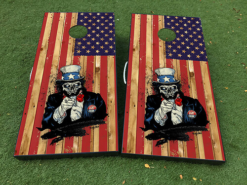 Uncle Sam zombie American flag USA  Cornhole Board Game Sticker Decal VINYL WRAPS with LAMINATED