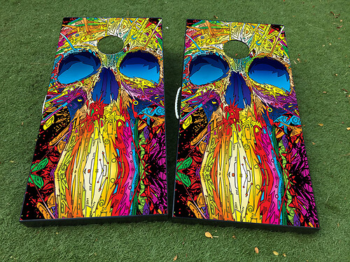 Colorful Skull art Cornhole Board Game Sticker Decal VINYL WRAPS with LAMINATED