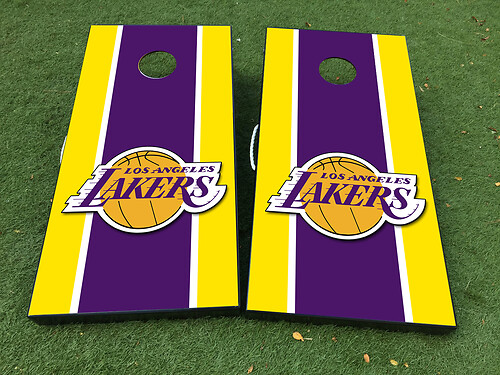 Los Angeles Lakers Cornhole Board Game Sticker Decal VINYL WRAPS with LAMINATED