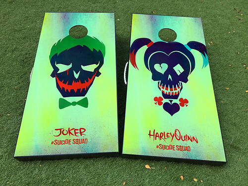Harley Quinn & Joker art Cornhole Board Game Sticker Decal VINYL WRAPS with LAMINATED