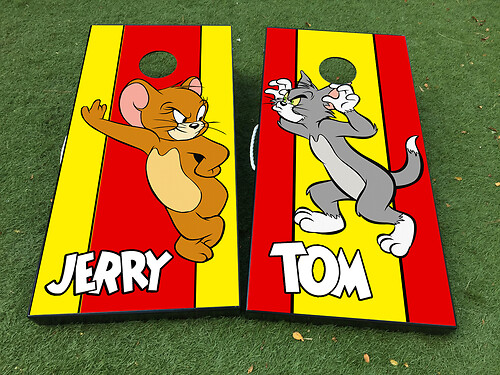 Tom And Jerry Cartoon Cornhole Board Game Sticker Decal VINYL WRAPS with LAMINATED