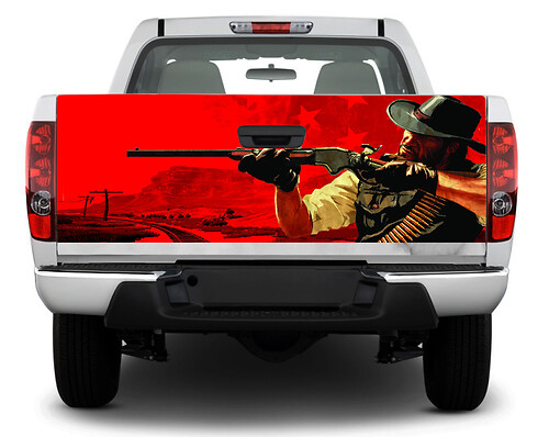 Cowboy Hunting Gun Tailgate Decal Sticker Wrap Pick-up Truck SUV Car red dead redemption