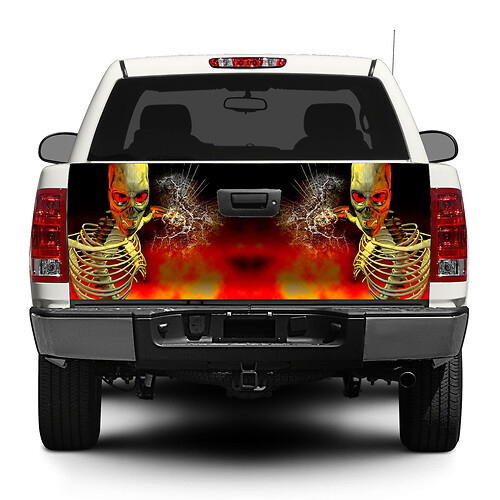 Zombie Skull skeleton bloken glass Tailgate Decal Sticker Wrap Pick-up Truck SUV Car