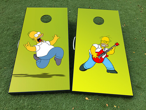 Homer Simspons cartoon rock Cornhole Board Game Sticker Decal VINYL WRAPS with LAMINATED