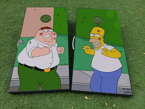 Homer Simspons Family Guy Peter cartoon  Cornhole Board Game Sticker Decal VINYL WRAPS with LAMINATED